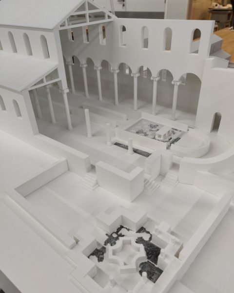 Maquette d'architecture de reconstitution historique de la basilique paléochrétienne de Mariana