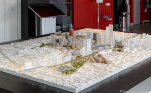 Maquette d'urbanisme évolutive au 1/750 du quartier de la Part-Dieu à Lyon